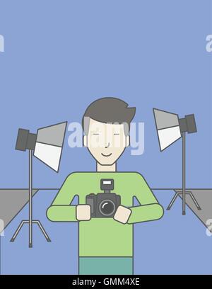 Photographer in studio. Stock Vector