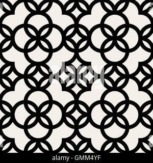 Vector Seamless Black and White Geometric Rounded Circle Pattern Stock Vector