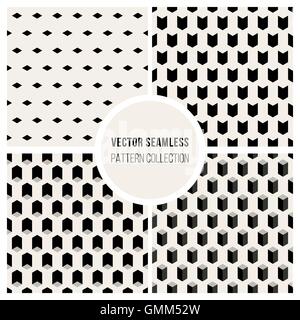 Vector Seamless Black And White  Geometric Cube Pattern Stock Vector