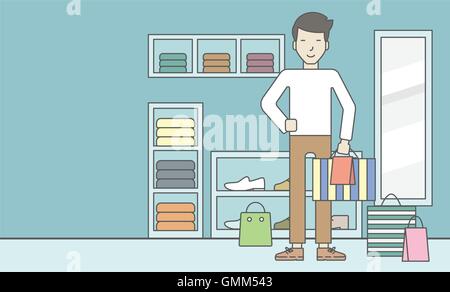 Man in store. Stock Vector