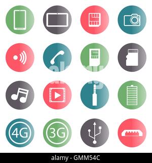 A set of mobile icons, vector illustration. Stock Vector