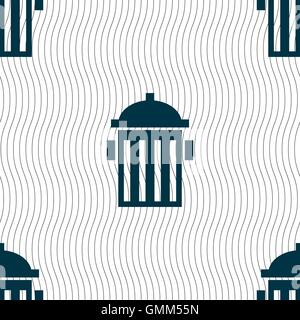 fire hydrant icon sign. Seamless pattern with geometric texture. Vector Stock Vector