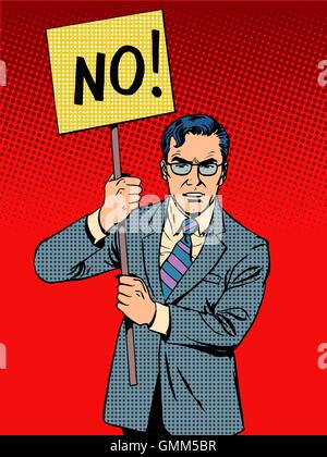 Protester with a poster no Stock Vector