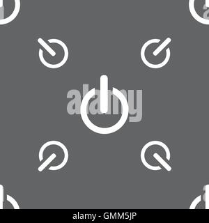 Power sign icon. Switch symbol. Seamless pattern on a gray background. Vector Stock Vector