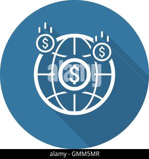 Money Income Icon. Business Concept. Flat Design. Stock Vector
