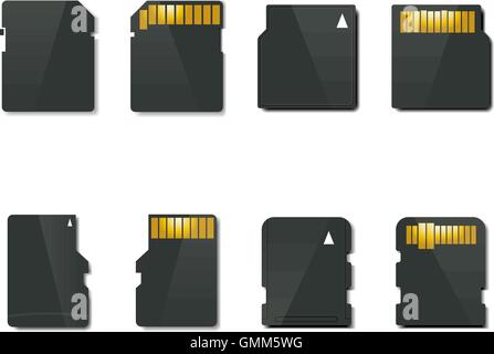 Set memory card, vector illustration. Stock Vector