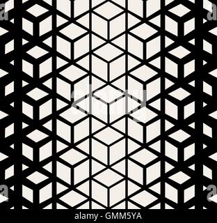 Vector Seamless Black And White Triangle Rhombus Cube Halftone Pattern Stock Vector