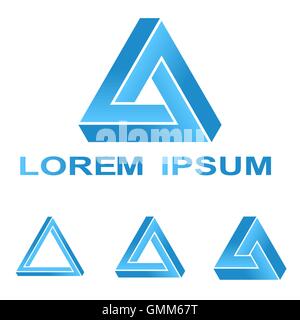 Blue Penrose triangle technology company symbol set Stock Vector