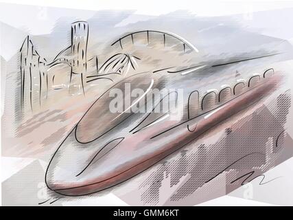 bullet train. modern high speed train with motion blur Stock Vector