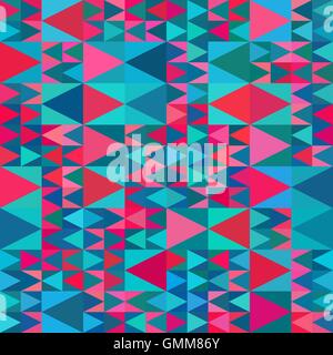 Vector Seamless Geometric Blue Pink Shades Multicolor Triangle Quilt Pattern Stock Vector