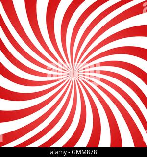 Red white summer spiral ray background Stock Vector