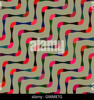 Vector Seamless Multicolor Wavy Rounded Diagonal Rope Lines Pattern Stock Vector
