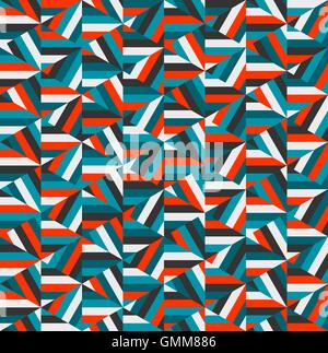 Vector Blue Red Triangle Random Stripes Geometric Pattern Stock Vector