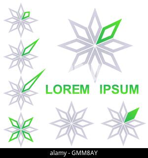 Grey and green star business icon design set Stock Vector
