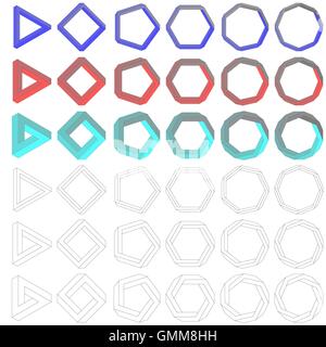Collection of impossible Penrose polygons Stock Vector