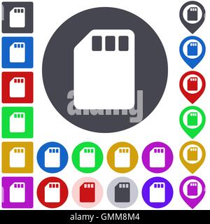 Color memory card icon set Stock Vector