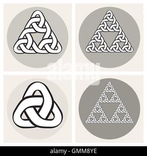 Set Of Four Vector Celtic Interweaving Line Triangle Knots Design Elements Stock Vector