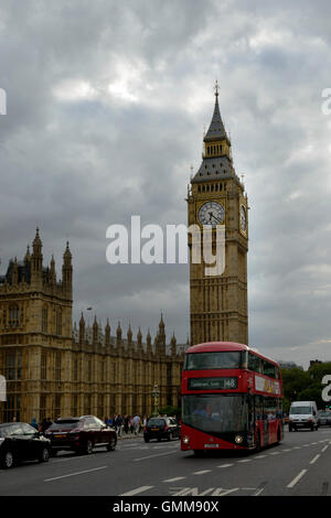 London Bus and Big Ben Stock Photo