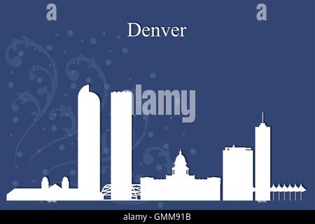 Denver city skyline silhouette on blue background Stock Vector