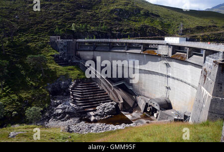 The Loch Monar Arched Dam by Scottish Hydro in Glen Strathfarrar, Scottish Highlands, Scotland UK Stock Photo