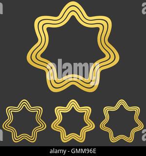 Golden line star logo design set Stock Vector