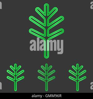 Green line plant logo design set Stock Vector