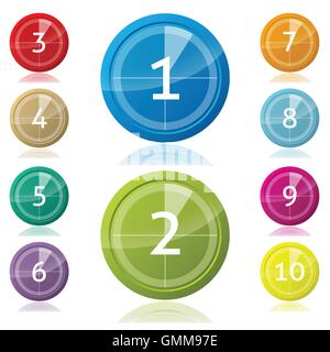 Shiny 3d buttons with countdown Stock Vector