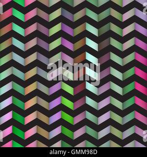 Vector Seamless Colorful Gradient ZigZag Black Line Bright Polygons Pattern Stock Vector