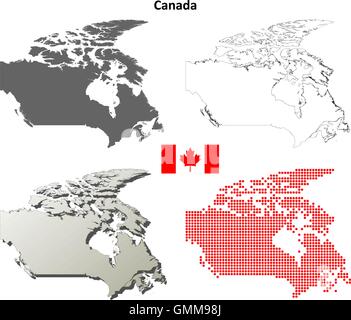Canada outline map set Stock Vector