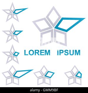 Grey and blue star icon design set Stock Vector