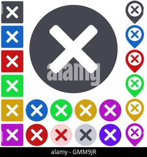 Color delete icon set Stock Vector