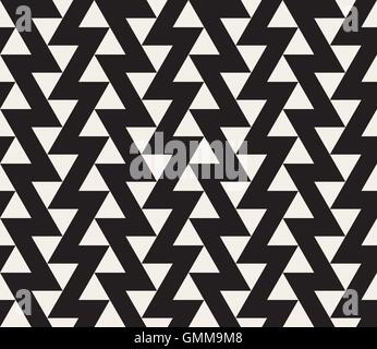 Vector Seamless Black and White Geometric Triangle ZigZag Line Tiling Pattern Stock Vector