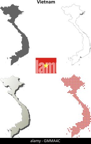 Vietnam outline map set Stock Vector
