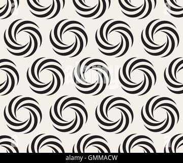 Vector Seamless Black and White Spiral Geometry Circle Optical Illusion Pattern Stock Vector