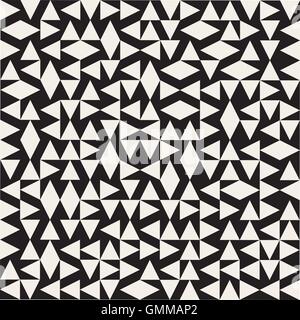 Vector Seamless Black And White Ethnic  Geometric Random Triangles Pattern Stock Vector