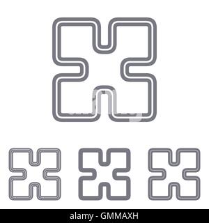 Grey line research logo design set Stock Vector