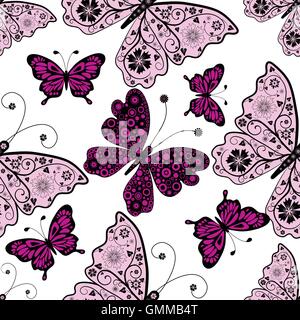 Seamless pattern with butterflies Stock Vector