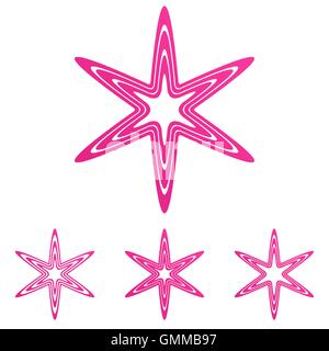 Pink line star logo design set Stock Vector