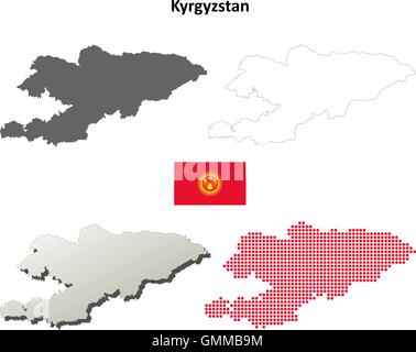 Kyrgyzstan outline map set Stock Vector