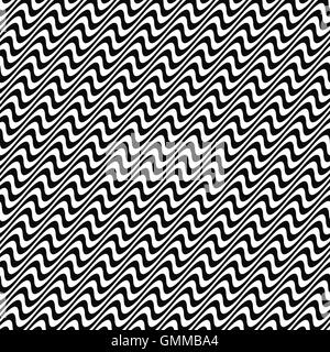 Black and white seamless wave pattern Stock Vector