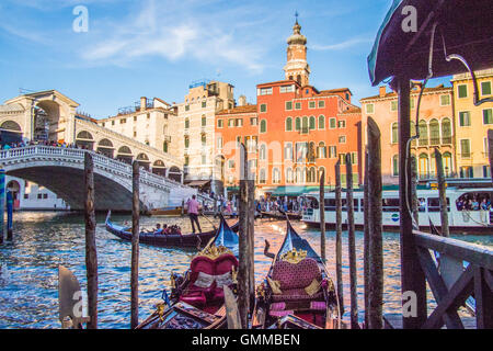 Rialto Bridge on the Grand Canal, Venice, Veneto province, Italy. Stock Photo
