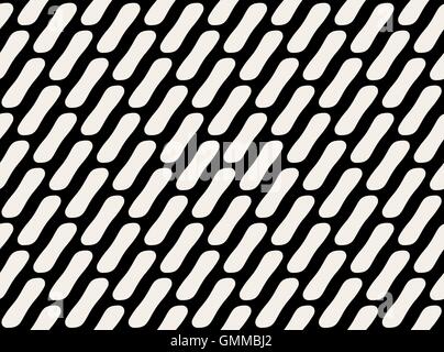 Vector Seamless Black and White Rounded Rectangles Diagonal Grid Simple Pattern Stock Vector