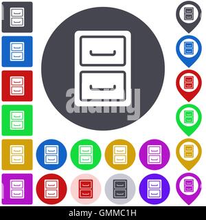 Color archive icon set Stock Vector