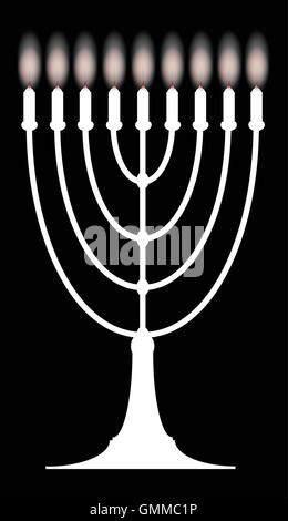 Menorh With Nine Candles Stock Vector