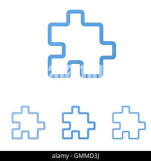 Blue line puzzle logo design set Stock Vector