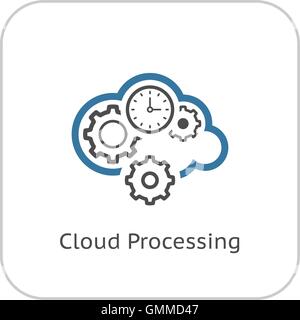 Cloud Processing Icon. Flat Design. Stock Vector