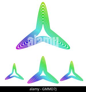 Multicolor line triangle logo design set Stock Vector
