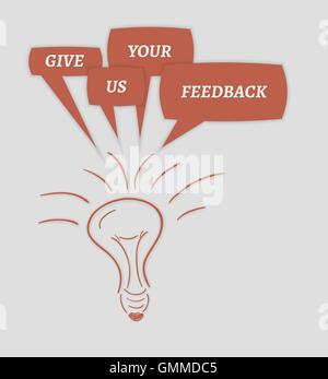 give us your feedback speech bubbles and bulb Stock Vector