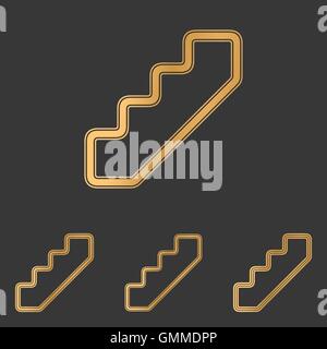Bronze line stair logo design set Stock Vector