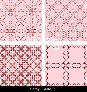Maroon seamless abstract pattern background set Stock Vector